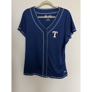 Texas Rangers Women’s MLB Button Up Vneck Shirt Size XL Genuine Merchandise